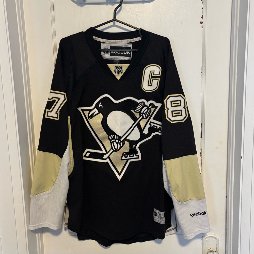 Reebok Sidney Crosby Pittsburgh Penguins NHL Hockey Jersey Size Large LG Black